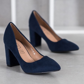 SHELOVET Tacones altos de gamuza azul marino azul 3