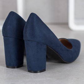 SHELOVET Tacones altos de gamuza azul marino azul 4