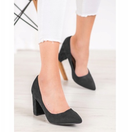 SHELOVET Tacones altos de gamuza negro 4