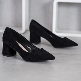 SHELOVET Zapatos negros de tacón bajo 3