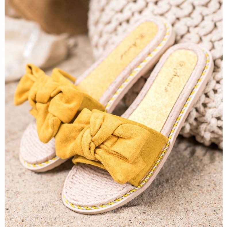 Anesia Paris Zapatillas de gamuza con estilo amarillo 1