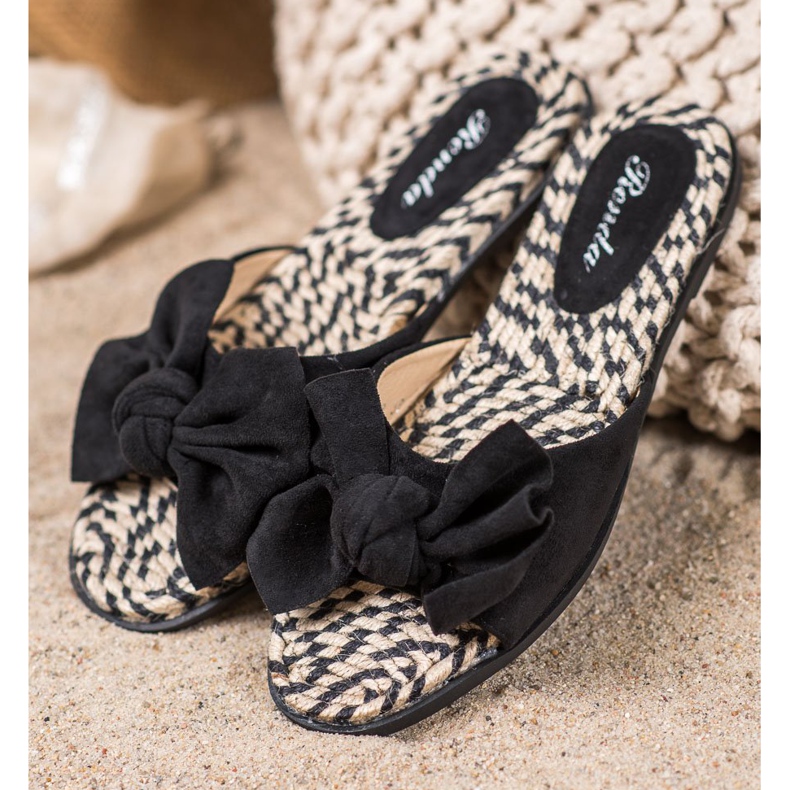 Renda Pantuflas Elegantes Con Lazo negro 1