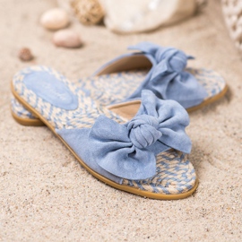 Renda Pantuflas Elegantes Con Lazo azul 3
