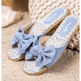 Renda Pantuflas Elegantes Con Lazo azul 4