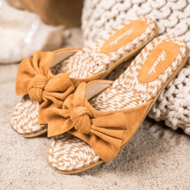 Renda Pantuflas Elegantes Con Lazo marrón 1 Renda Pantuflas Elegantes Con Lazo marrón 1