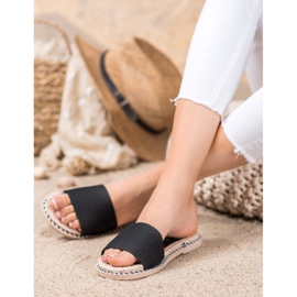 Renda Pantuflas Textiles Negras negro 2 Renda Pantuflas Textiles Negras negro 2