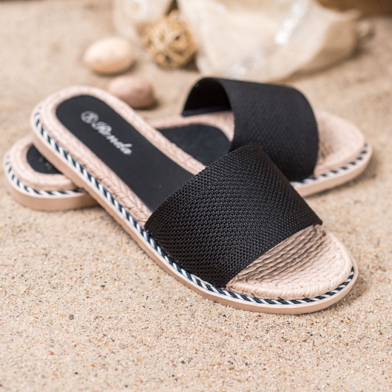 Renda Pantuflas Textiles Negras negro 1 Renda Pantuflas Textiles Negras negro 1