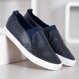Bona Slipons de cuero ecológico azul 1