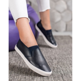 Bona Slipons de cuero ecológico azul 4
