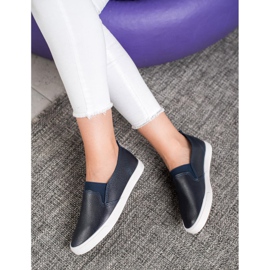 Bona Slipons de cuero ecológico azul 5