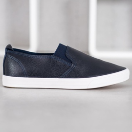Bona Slipons de cuero ecológico azul 3