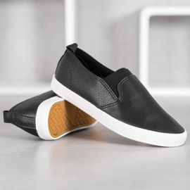 Bona Slipons de cuero ecológico negro 2