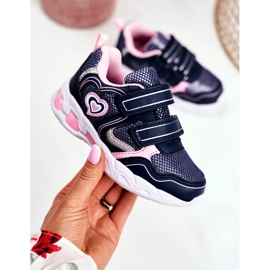 EVE Zapatos deportivos para niños que brillan en velcro azul marino escarlata rosado 2
