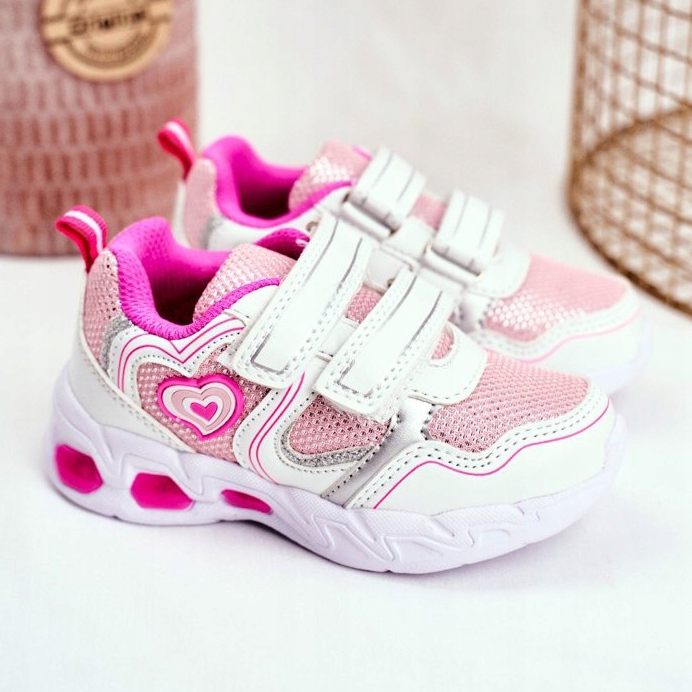 EVE Calzado deportivo para niños Velcro escarlata blanco brillante rosado 1