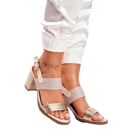 EVE Sandalias de mujer en el poste Beige y Golden Emmy dorado 1