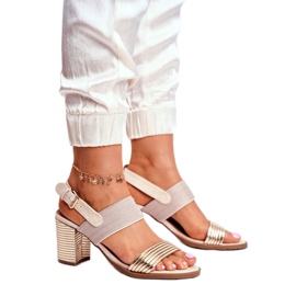 EVE Sandalias de mujer en el poste Beige y Golden Emmy dorado 4