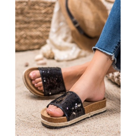 Kylie Pantuflas Negras Con Lentejuelas negro 5