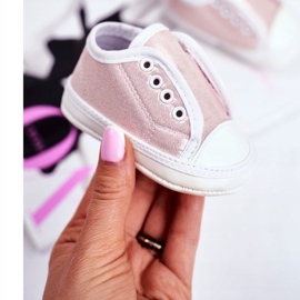 Apawwa Zapatilla Deportiva Infantil Velcro Con Brocado Bautizo Rosa Milley 1