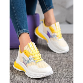 SHELOVET Zapatillas con malla blanco multicolor amarillo 5