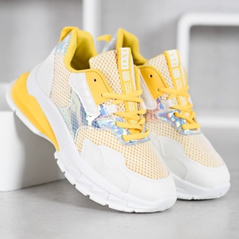 SHELOVET Zapatillas con malla blanco multicolor amarillo 2