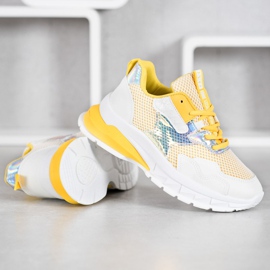 SHELOVET Zapatillas con malla blanco multicolor amarillo 3