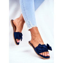 Pantuflas de mujer de Malasia con lazos azul marino 4