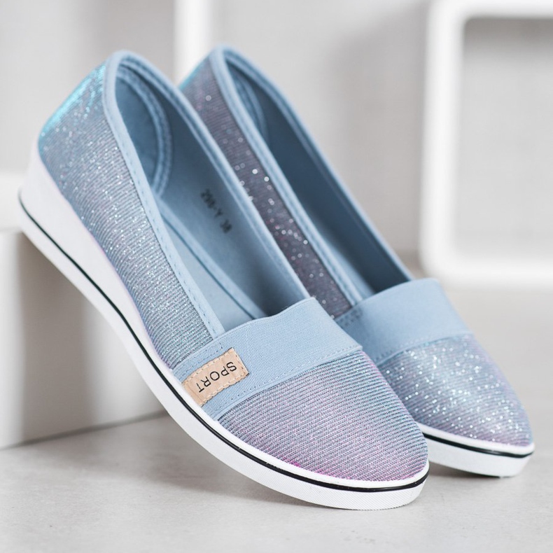 SDS Bailarinas sin cordones con purpurina azul 2