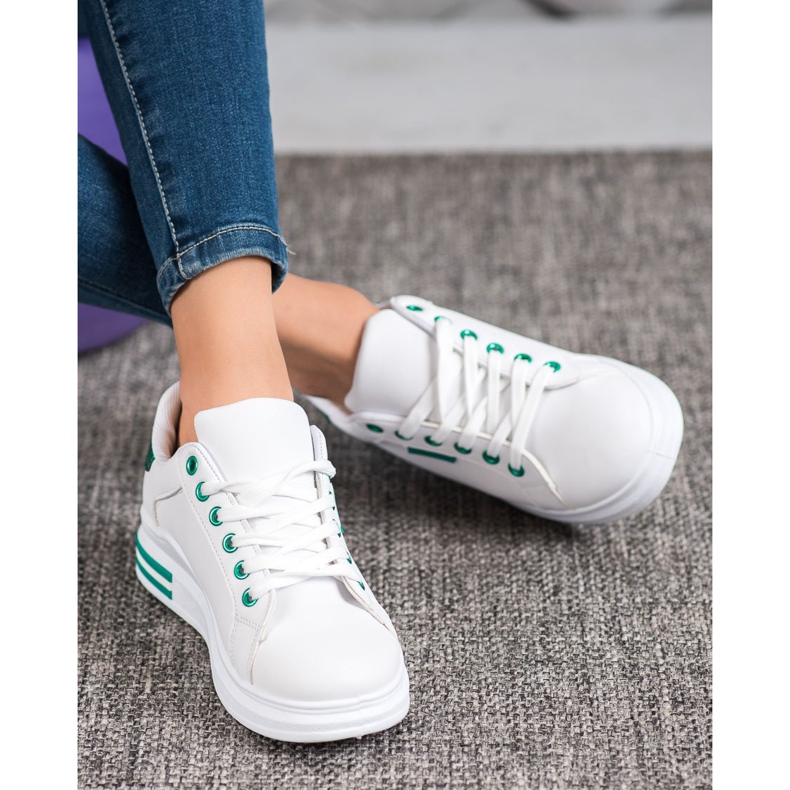 SHELOVET Zapatillas en la plataforma blanco verde 1