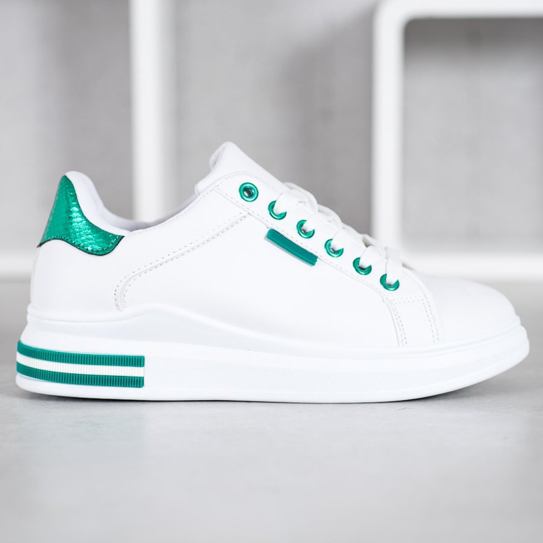 SHELOVET Zapatillas en la plataforma blanco verde 2