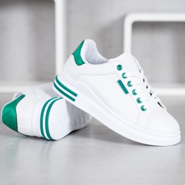 SHELOVET Zapatillas en la plataforma blanco verde 3