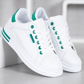 SHELOVET Zapatillas en la plataforma blanco verde 4