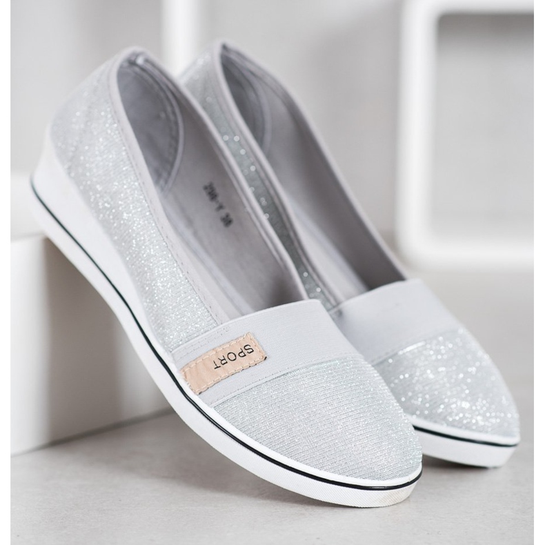 SDS Bailarinas sin cordones con purpurina gris 2 SDS Bailarinas sin cordones con purpurina gris 2