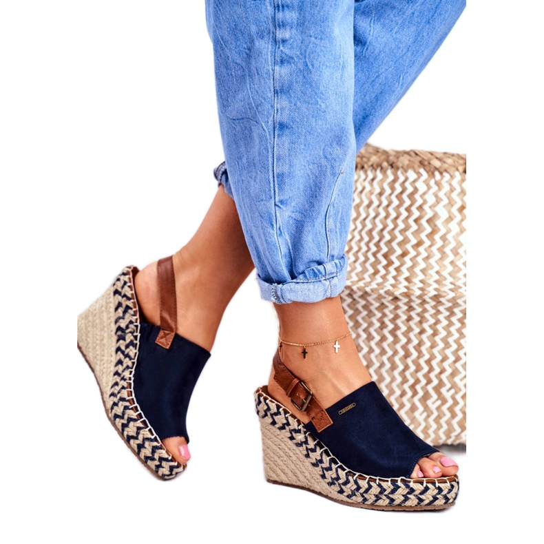 Sandalias Mujer Con Cuña Big Star Azul Marino FF274980 marrón 2