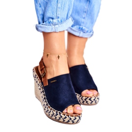 Sandalias Mujer Con Cuña Big Star Azul Marino FF274980 marrón 1