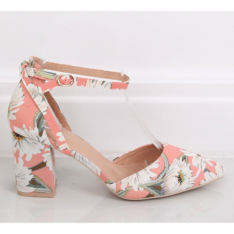 Zapatos de salón en poste con flores LE076P Rosa rosado multicolor 2 Zapatos de salón en poste con flores LE076P Rosa rosado multicolor 2