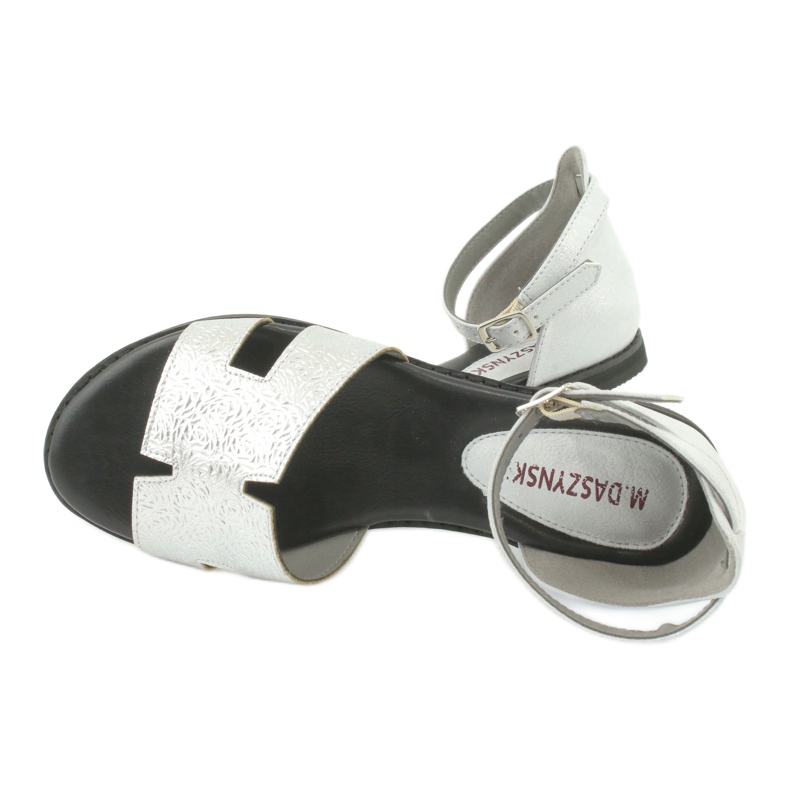 M.Daszyński Sandalias plateadas con tacón Daszyński MR1848-17 negro gris 4
