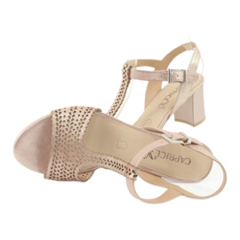 Sandalias caprice 28301 de encaje rosado dorado 3
