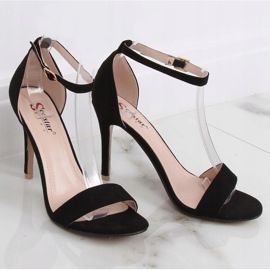 Negro GG-86P Sandalias negras con alfiler 1