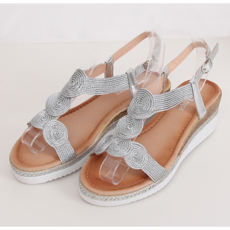 Sandalias plateadas para mujer L6628 Plata gris 1