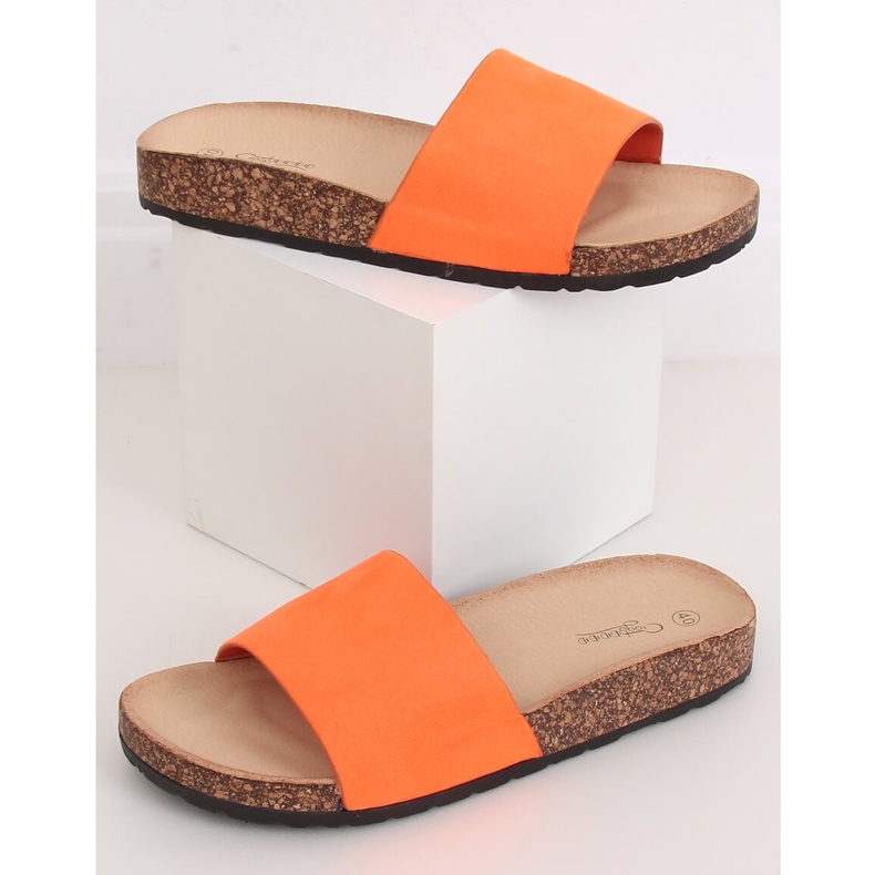 Orange G-572 Pantuflas con suela de corcho naranja 2