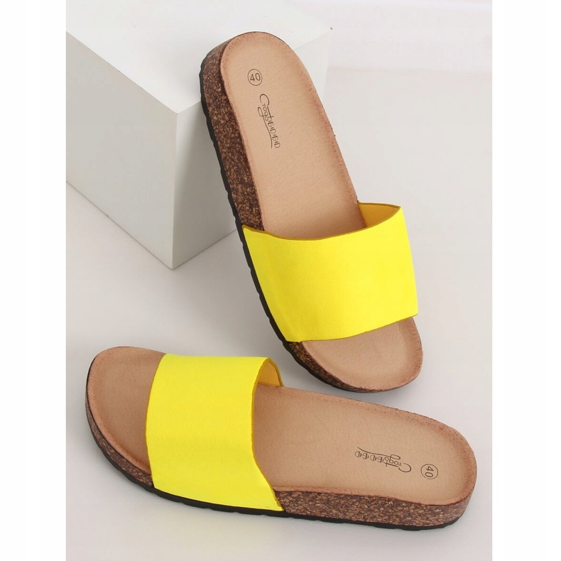 Amarillo G-572 Pantuflas con suela de corcho amarillo 2 Amarillo G-572 Pantuflas con suela de corcho amarillo 2