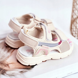 PL1 Sandalias para niños con velcro Beżowe Grobino beige 3