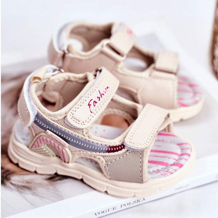 PL1 Sandalias para niños con velcro Beżowe Grobino beige 2