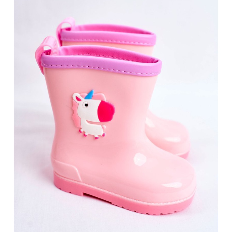 Botas de agua de goma para niños Unicornio rosa rosado 1