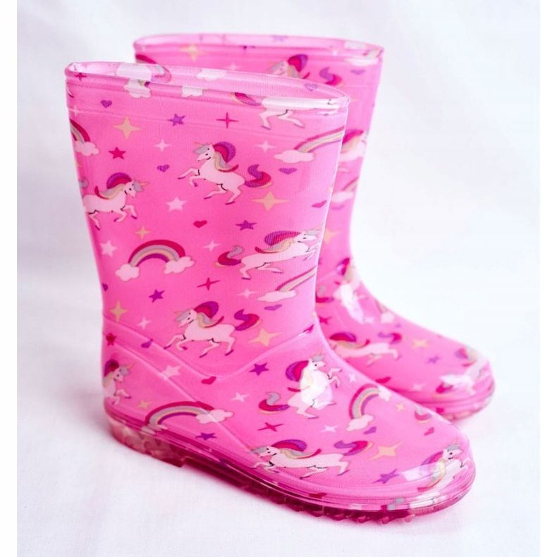 Botas de agua de goma para niños Unicornio rosa rosado 1