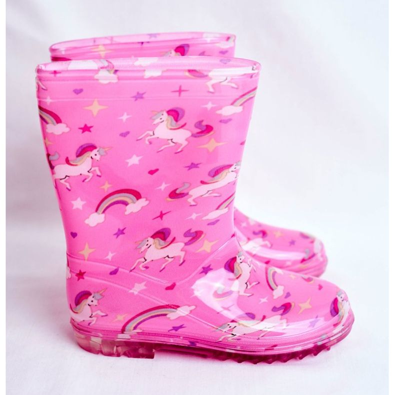 Botas de agua de goma para niños Unicornio rosa rosado 2