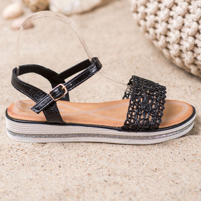 Renda Sandalias en la plataforma negro 2