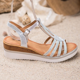 Mannika Sandalias de cuña cómodas gris 3