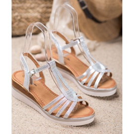 Mannika Sandalias de cuña cómodas gris 4