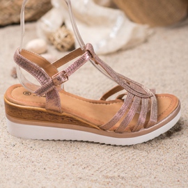 Mannika Sandalias de cuña cómodas dorado 1